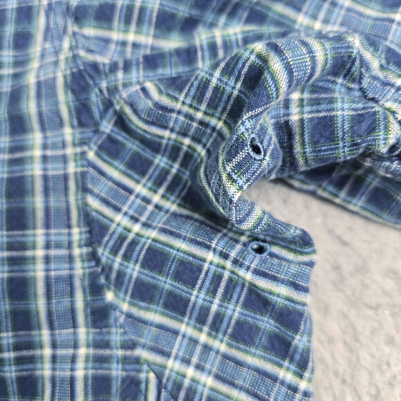 Wrangler Riggs Button Shirt Men's XXL Blue Plaid Workwear Vented Farm As Is - Picture 6 of 9